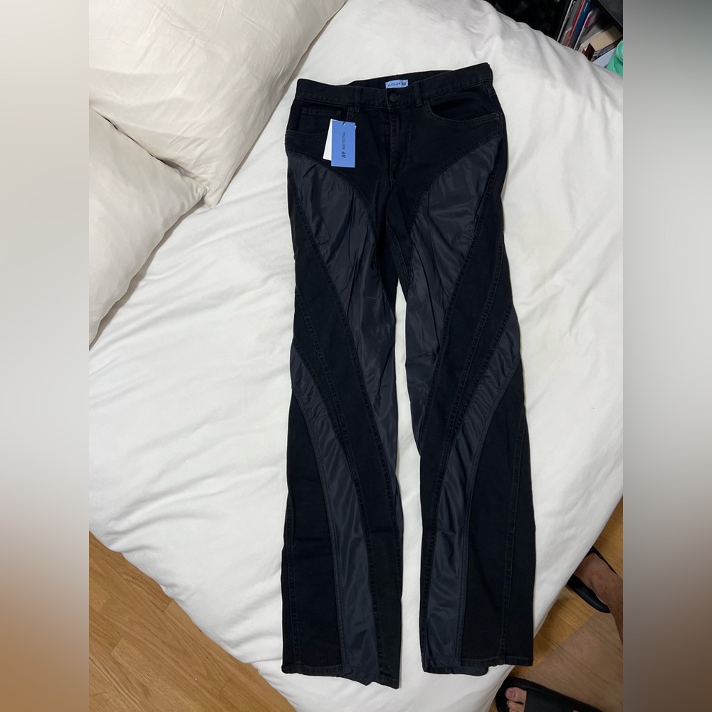 Mugler x HM - Spiral Black Denim Jeans - Size 33R